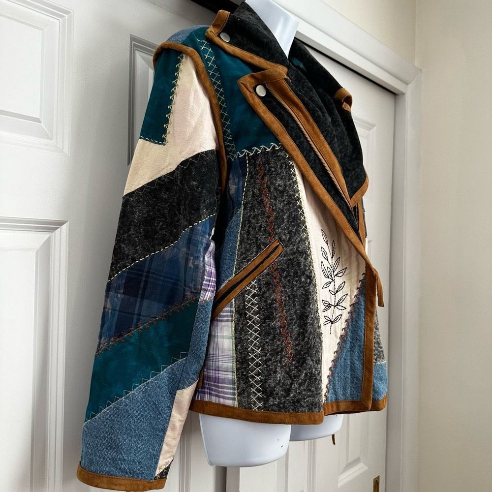 We The Free by Free People Leia Denim Patched Moto Jacket - Picture 8 of 12